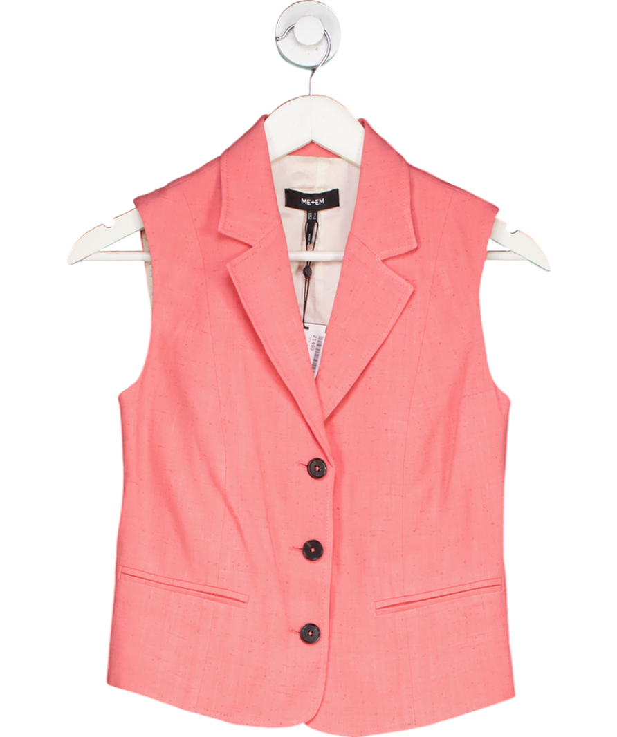 ME + EM Pink Lightweight Tailored Sleeveless Crop Jacket UK 8