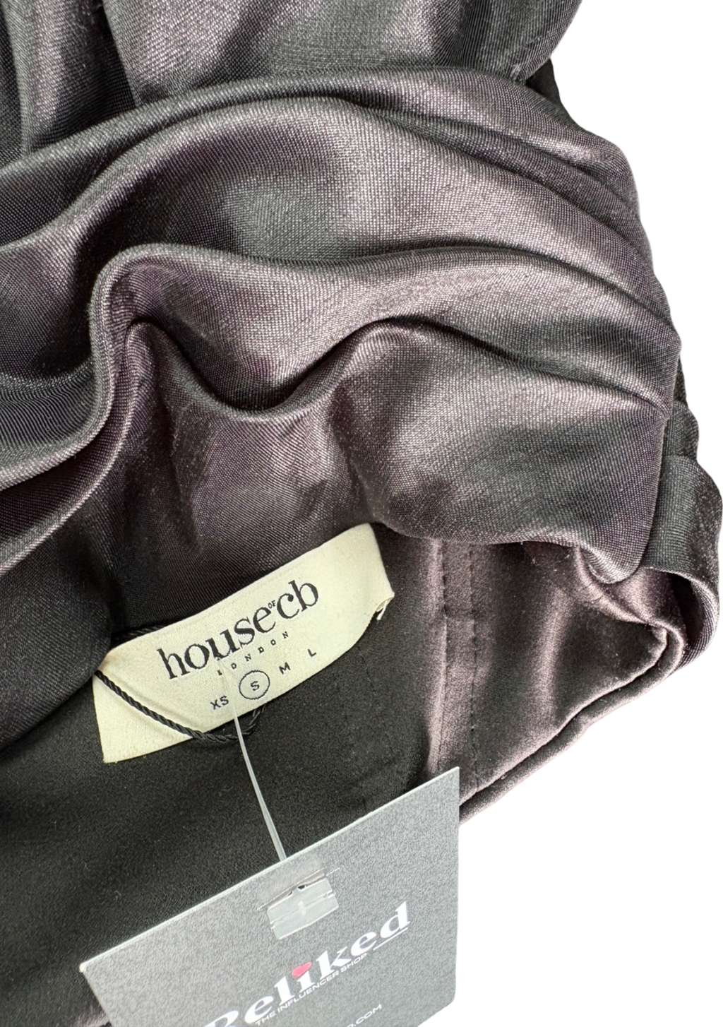 House of CB Black Ellisetta Satin Plunge Off Shoulder Bustier UK S