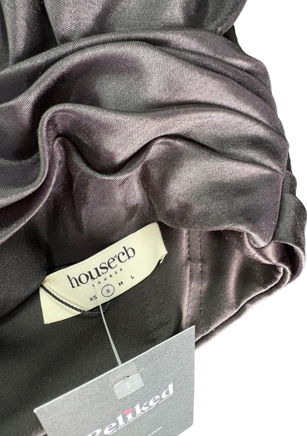 House of CB Black Ellisetta Satin Plunge Off Shoulder Bustier UK S