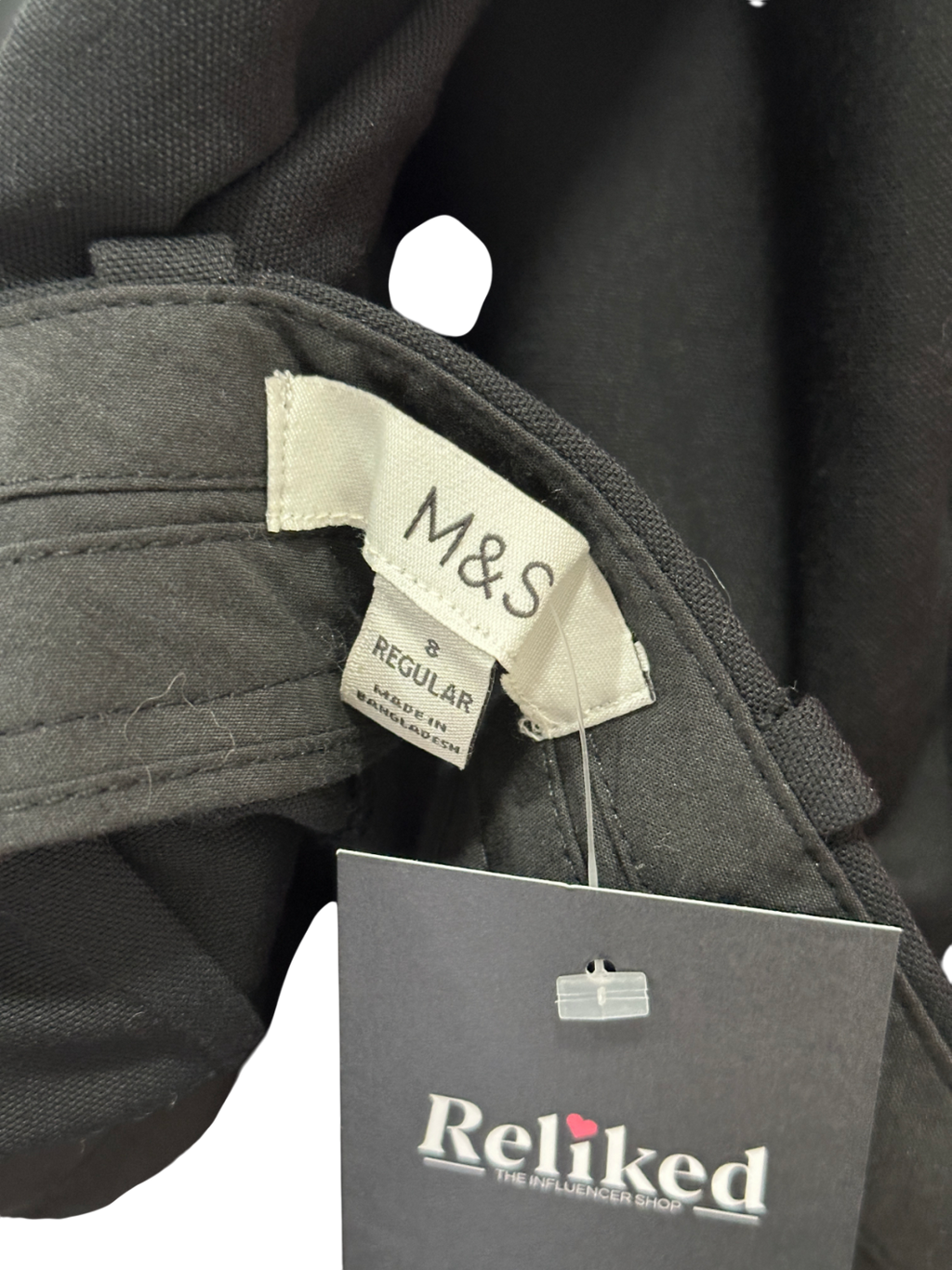 M&S Black Pleated Wide Leg Trouser UK 8