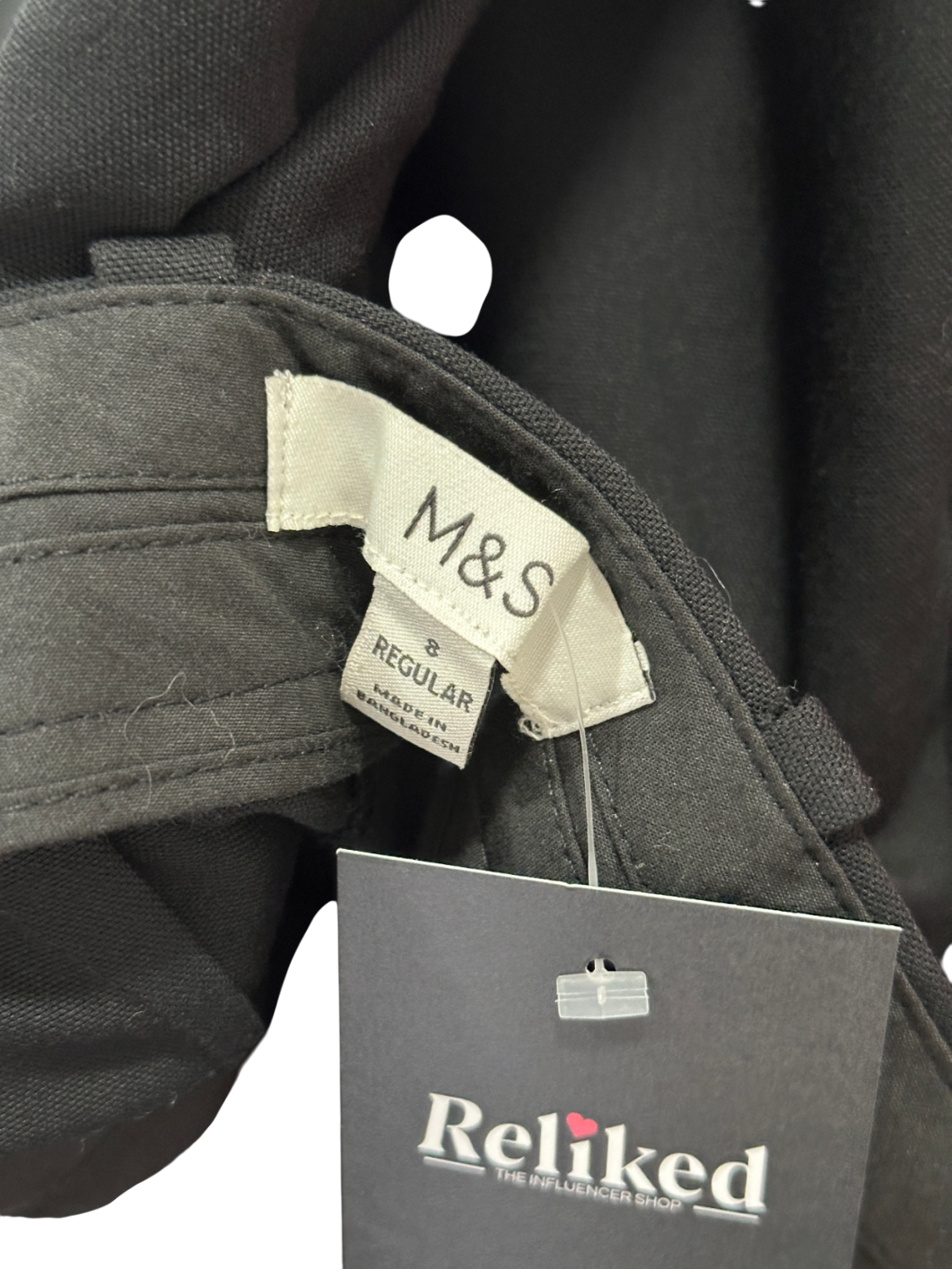 M&S Black Pleated Wide Leg Trouser UK 8