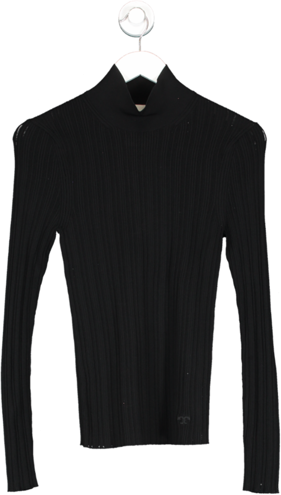 Tory Burch Black Pointelle Turtleneck UK M