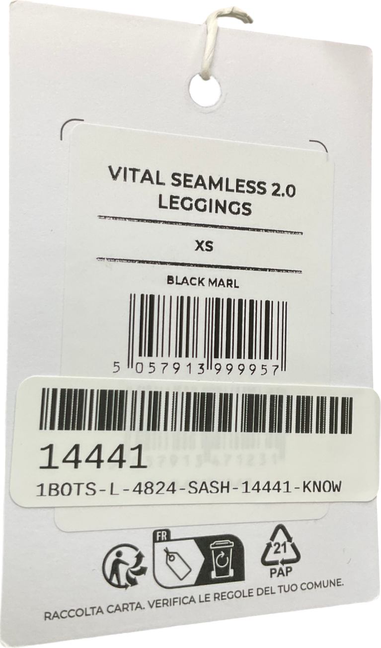 gymshark Black Vital Seamless 2.0 Leggings UK XS