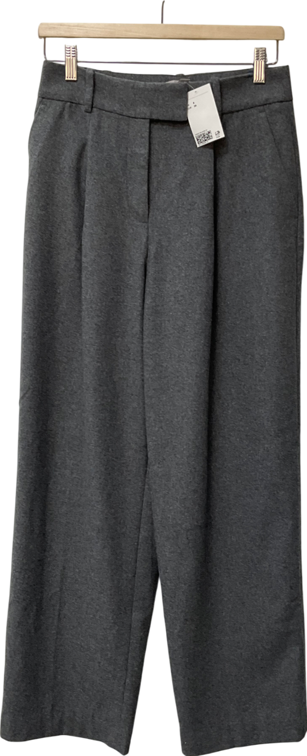 H&M Grey High-waisted Tailored Trousers UK 8