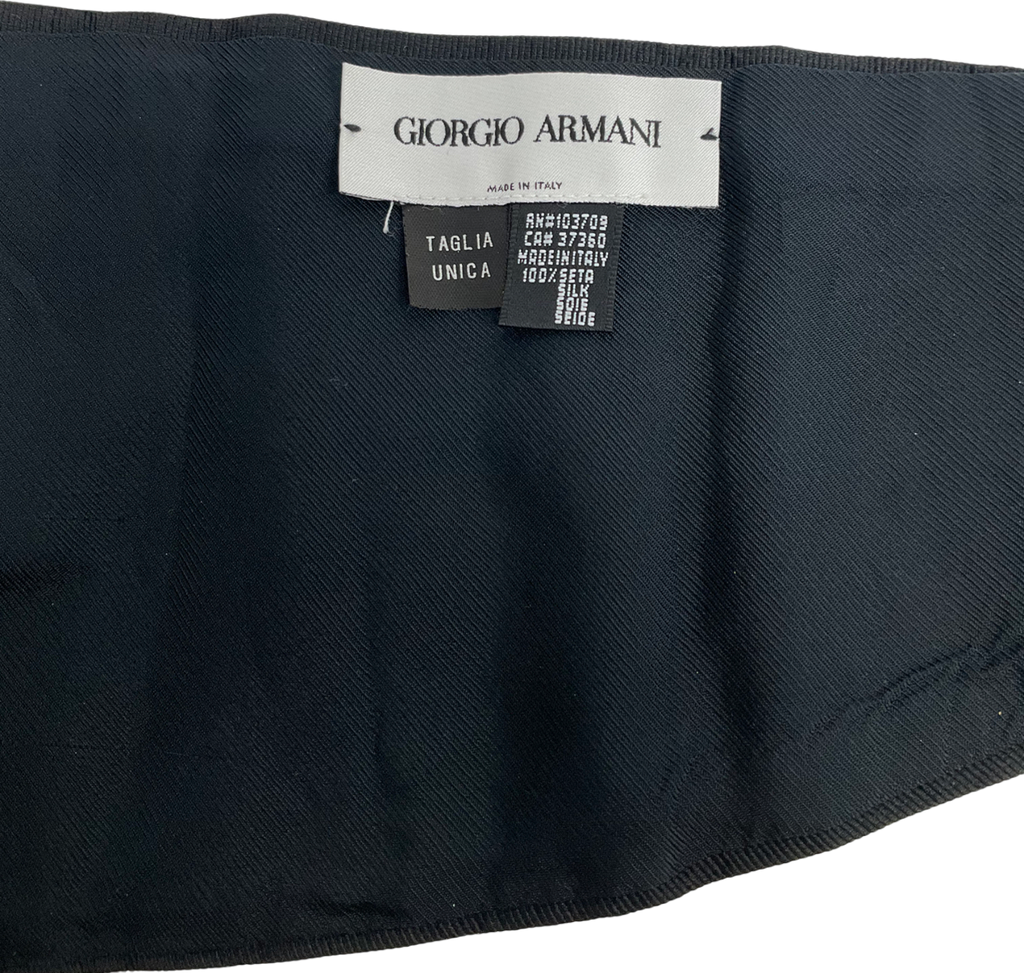 Giorgio Armani Black PLEATED 100% Silk Cummerbund One Size