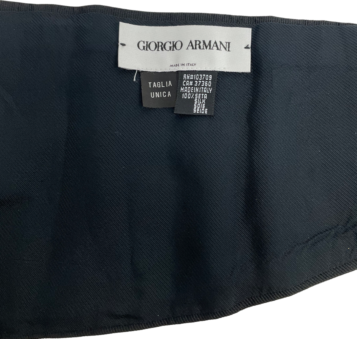 Giorgio Armani Black PLEATED 100% Silk Cummerbund One Size