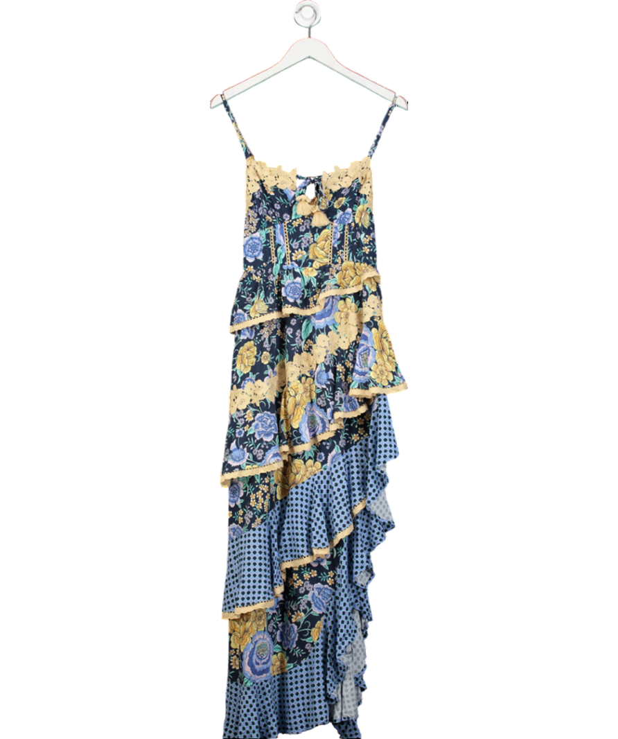 Spell X Free People Blue Full Bloom Ruffle Dress UK S