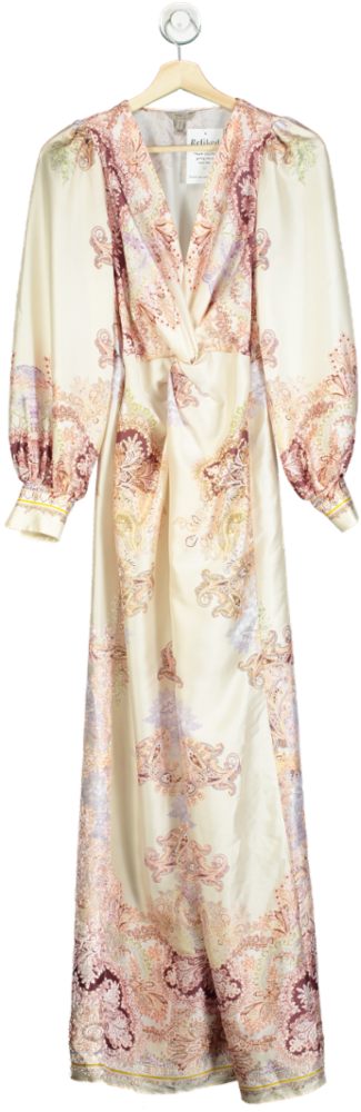 River Island Cream Paisley Wrap Dress UK 6