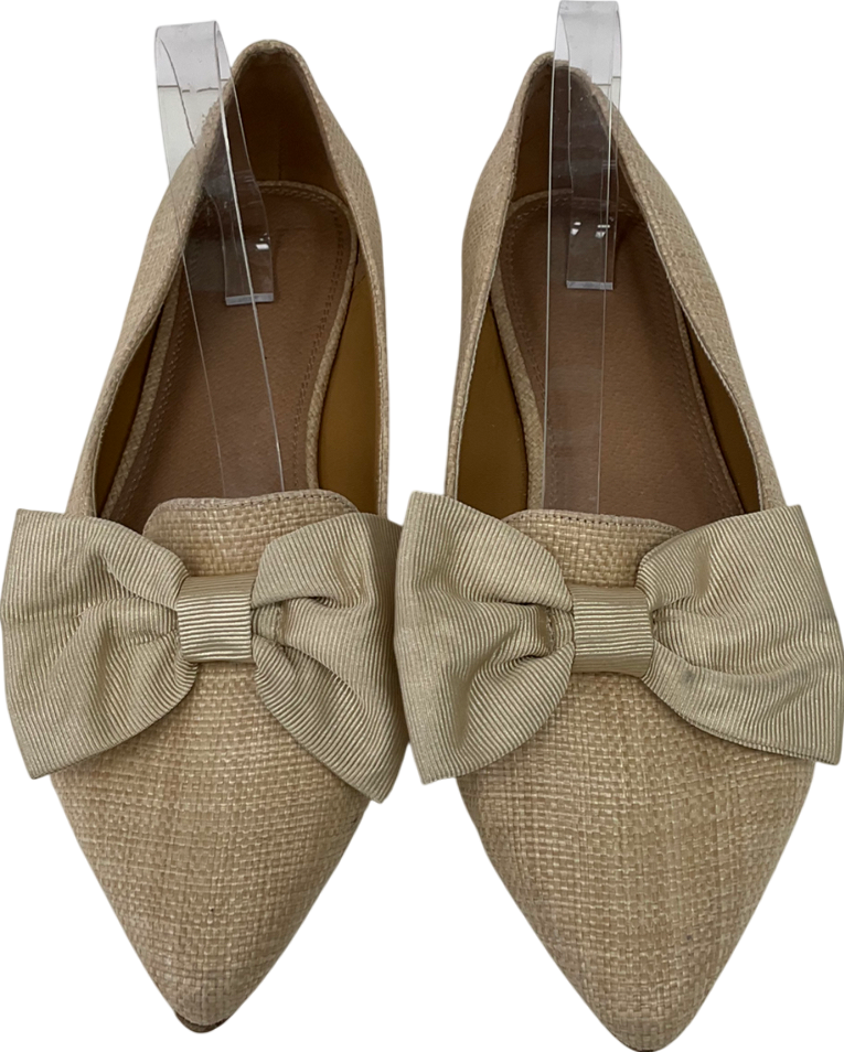 ASOS Beige Wide Fit Woven Pumps With Bow Detailn UK 9 EU 42 👠