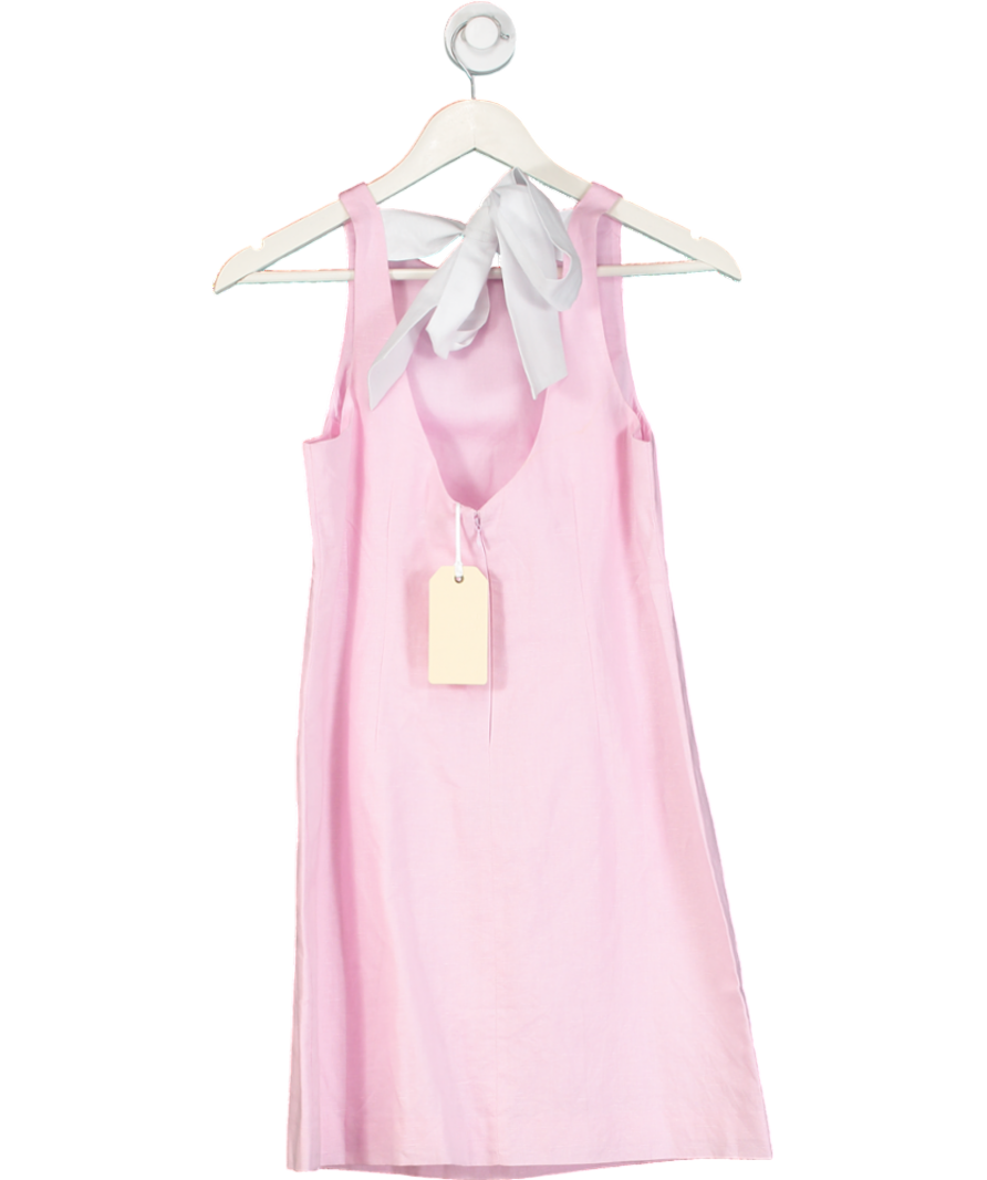 Sinead Keary Pink "The Victoria" - Linen Bow Dress UK 6