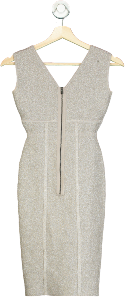 BCBG Max Azria Silver Metallic Sheath Dress XXS