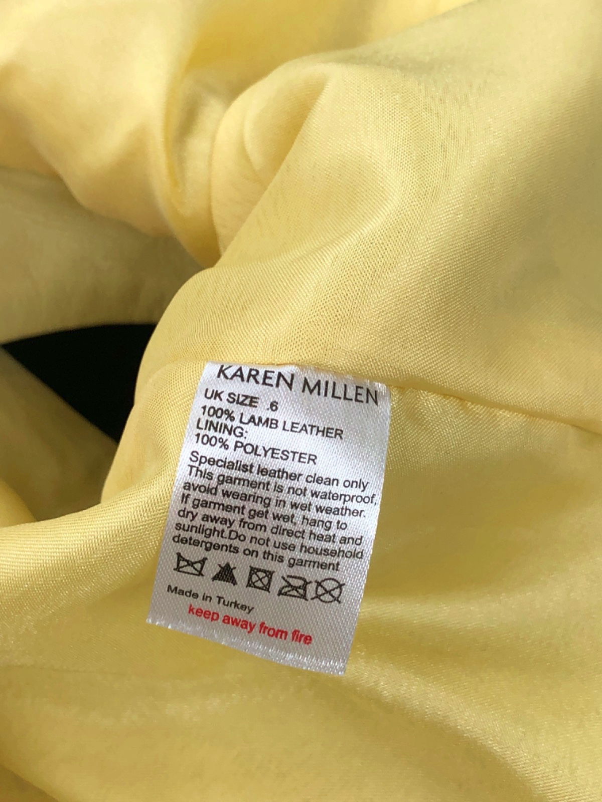 Karen Millen Yellow Leather Micro Mini Skirt UK 6