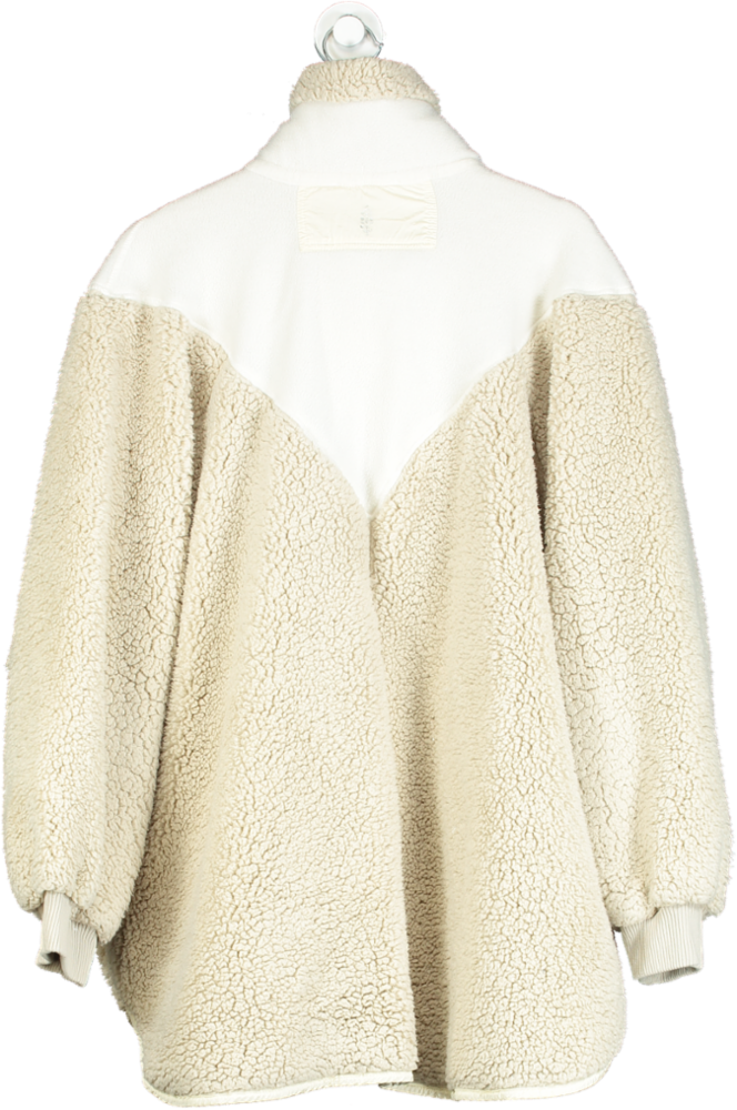 Free People White/Cream Sherpa Fleece Jacket UK L