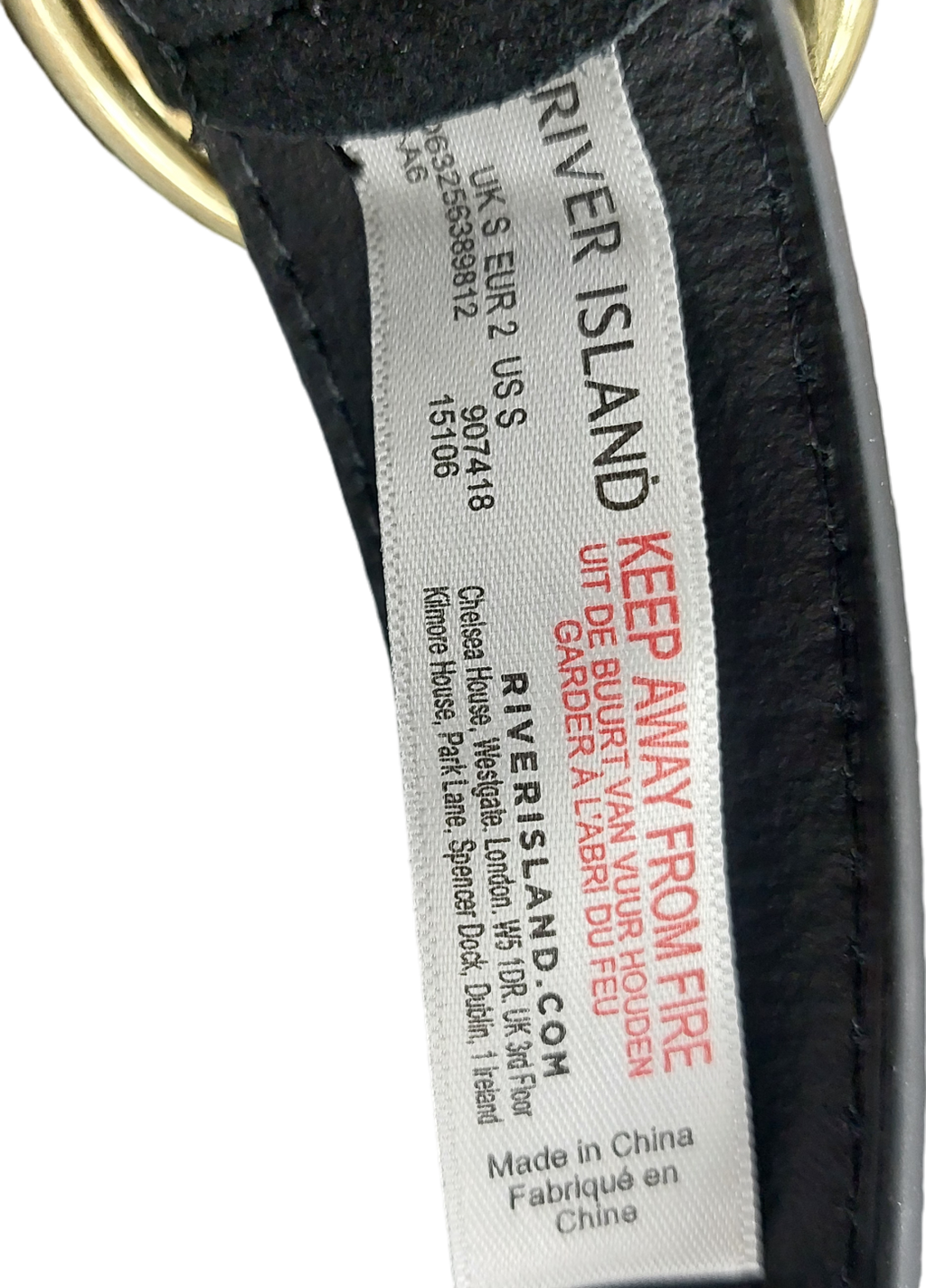 River Island Black Leather Buckle Belt UK S