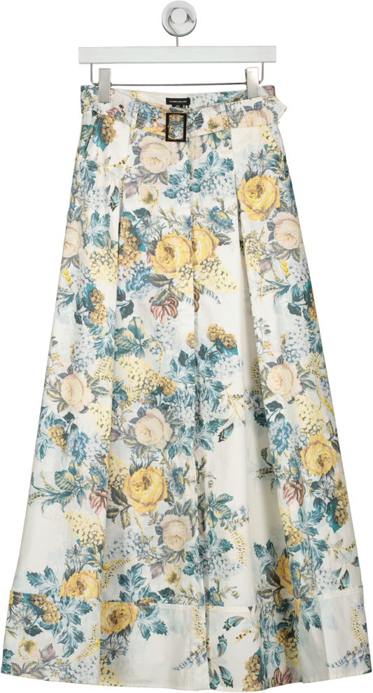 Karen Millen Cream Trailing Floral Cotton Sateen Maxi Skirt UK 6