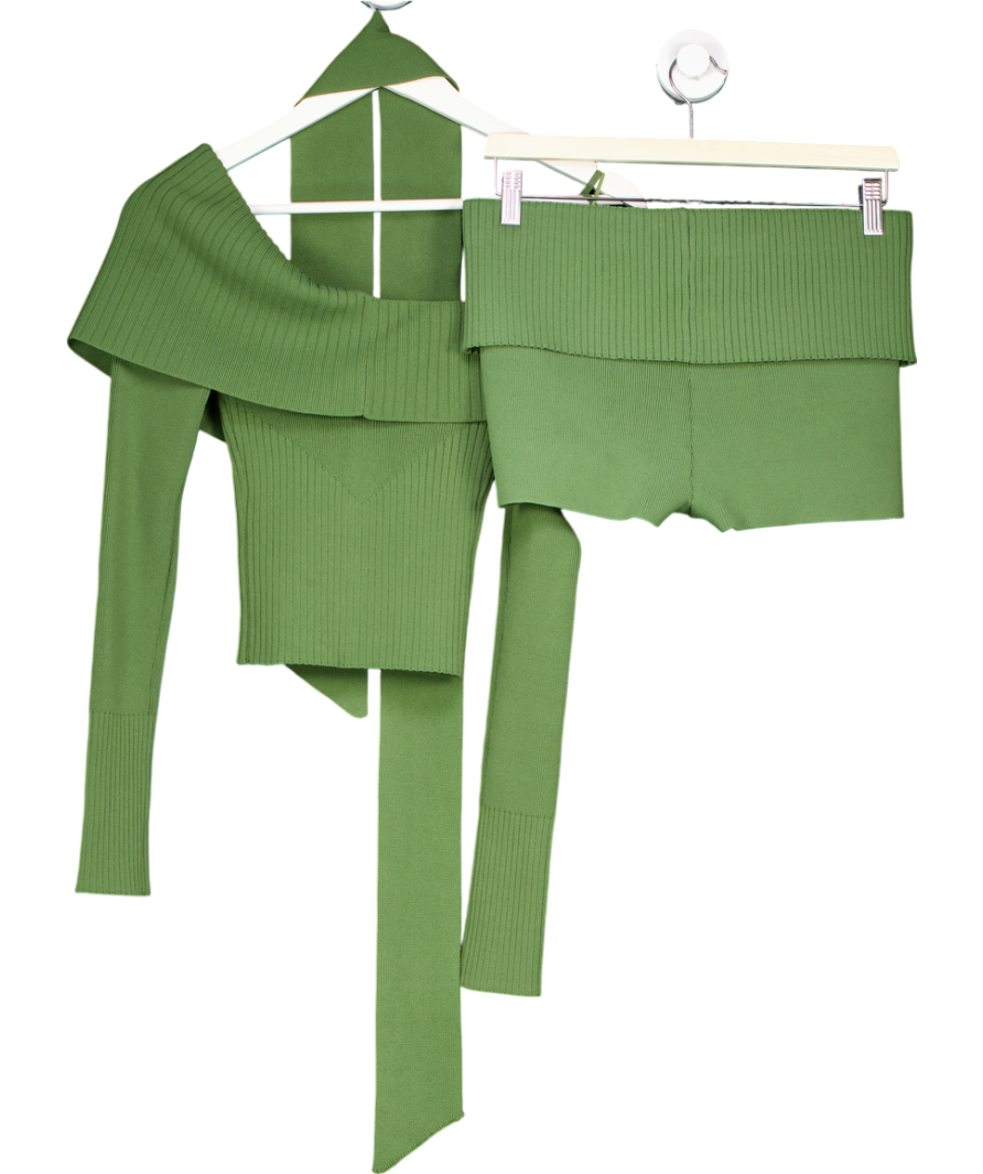 HOUSE OF SUNNY Green One Love Ribbed Top And Hotpants UK 8