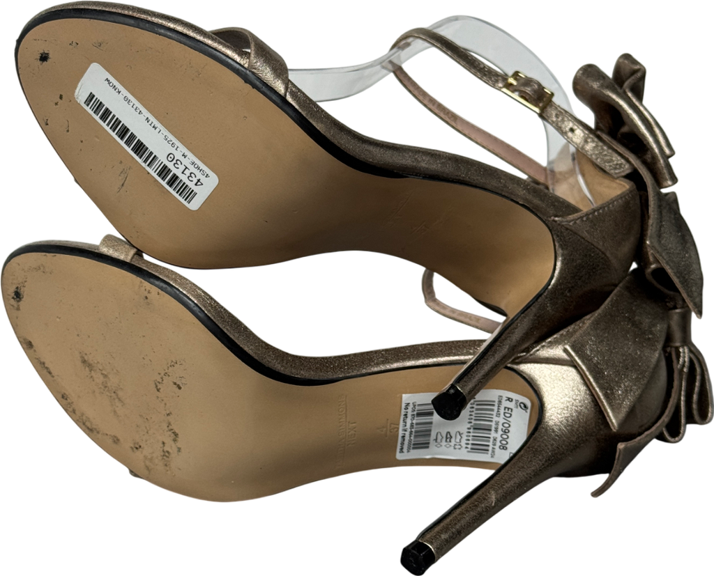 Tabitha Simmons X Next Metallic Gold Lauren Leather Bow Back Sandals UK 4 EU 37 👠