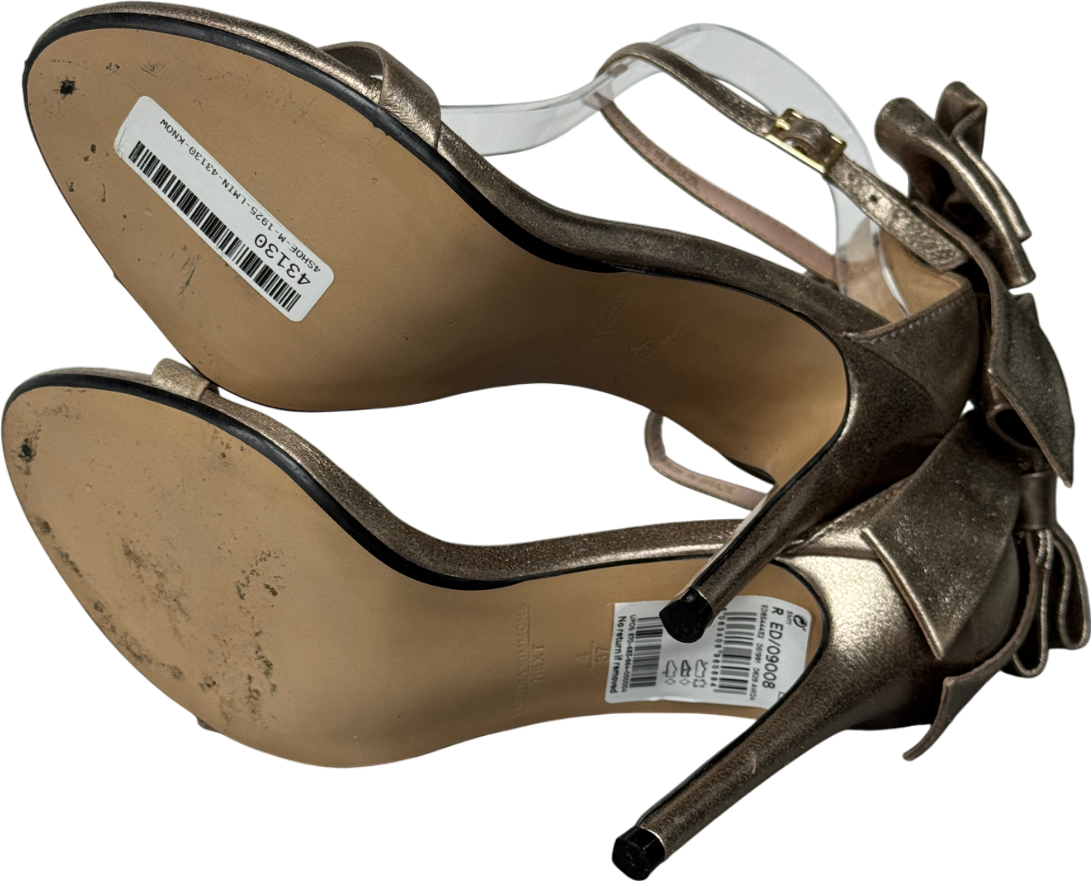 Tabitha Simmons X Next Metallic Gold Lauren Leather Bow Back Sandals UK 4 EU 37 👠