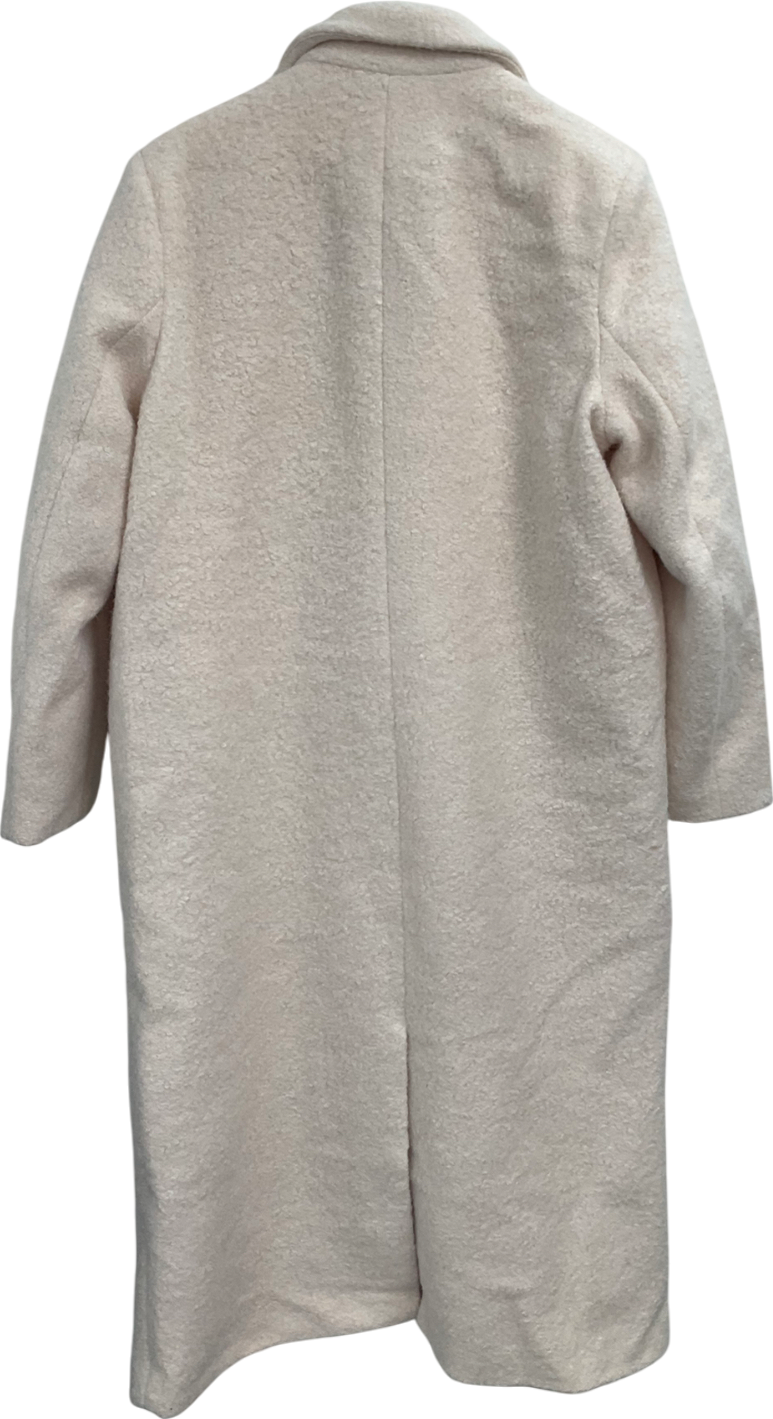 PrettyLittleThing White Double Breasted Structured Maxi Coat UK 10