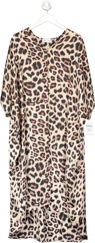 Iland Co Brown Chiara Silky Maxi Kimono In Leopard Print One Size