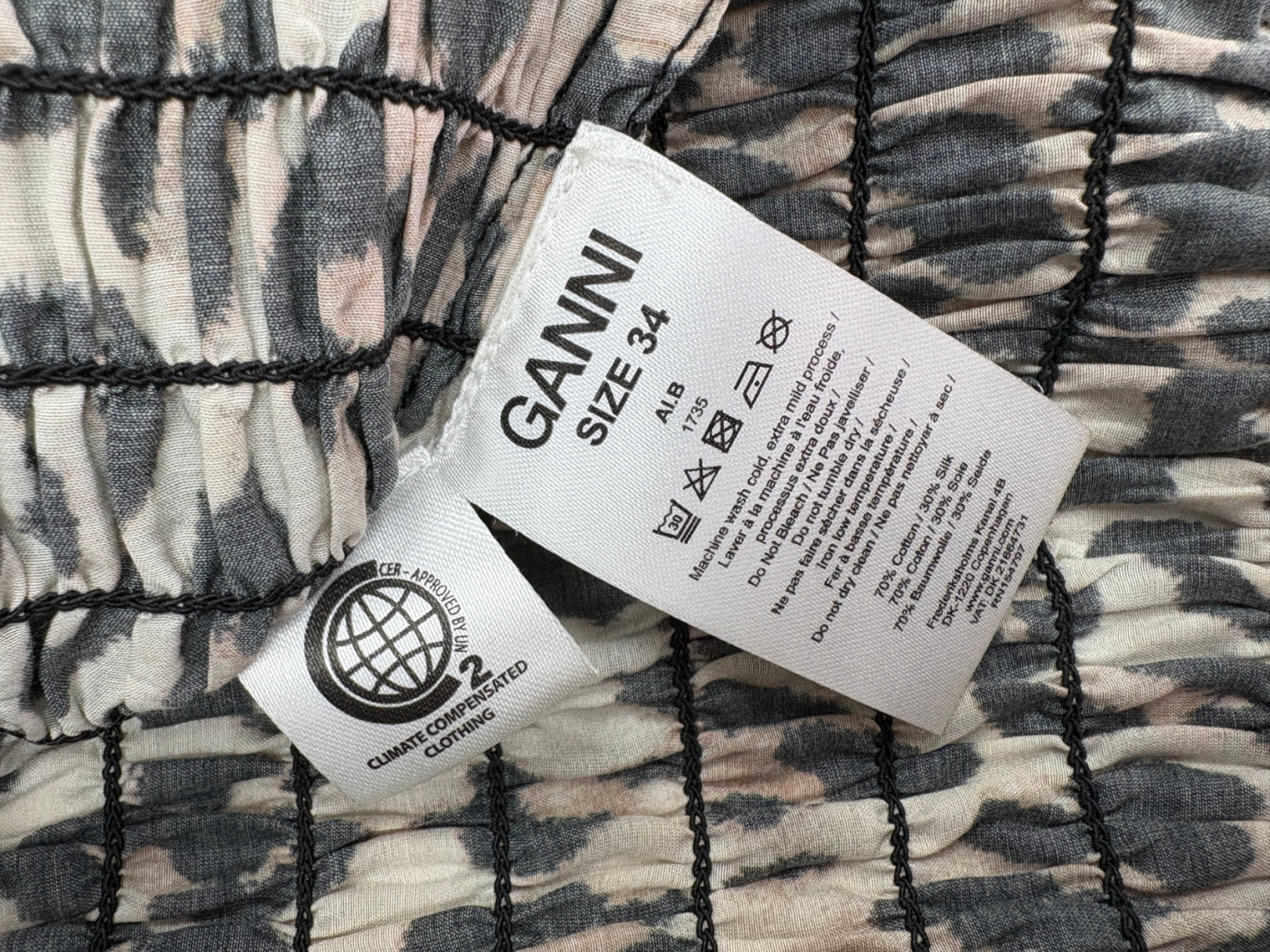 Ganni Brown Shirred Leopard Print Mini Dress UK 6