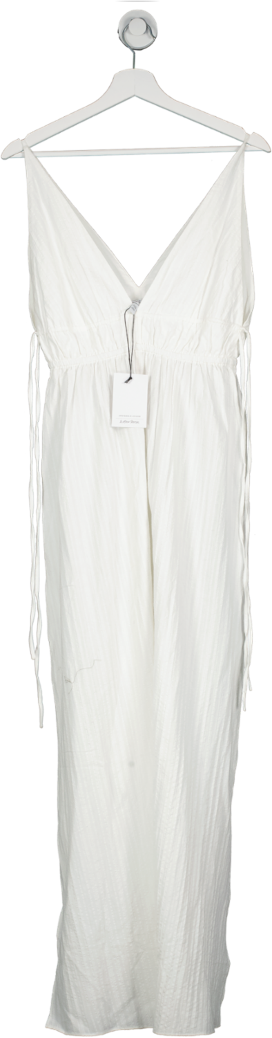 & Other Stories White Seersucker Midi Dress UK XS
