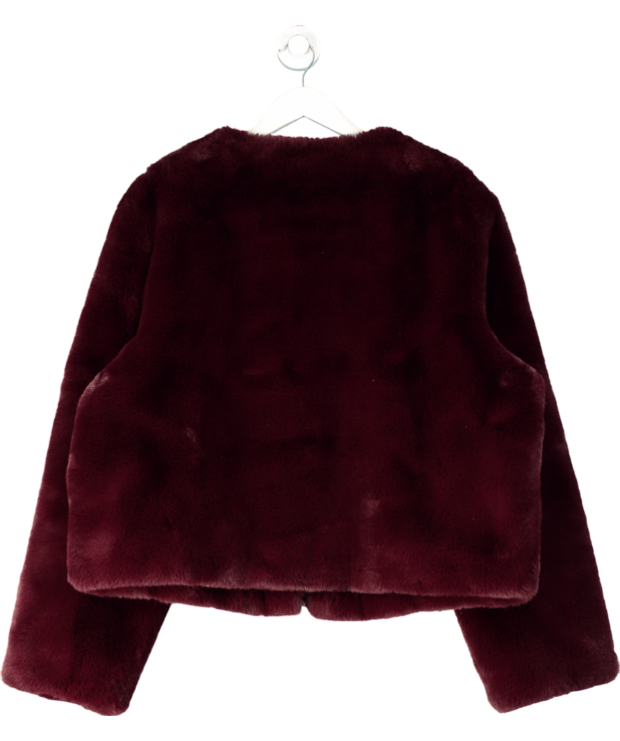 Karen Millen Red Plus Collarless Faux Fur Jacket In Berry UK 22