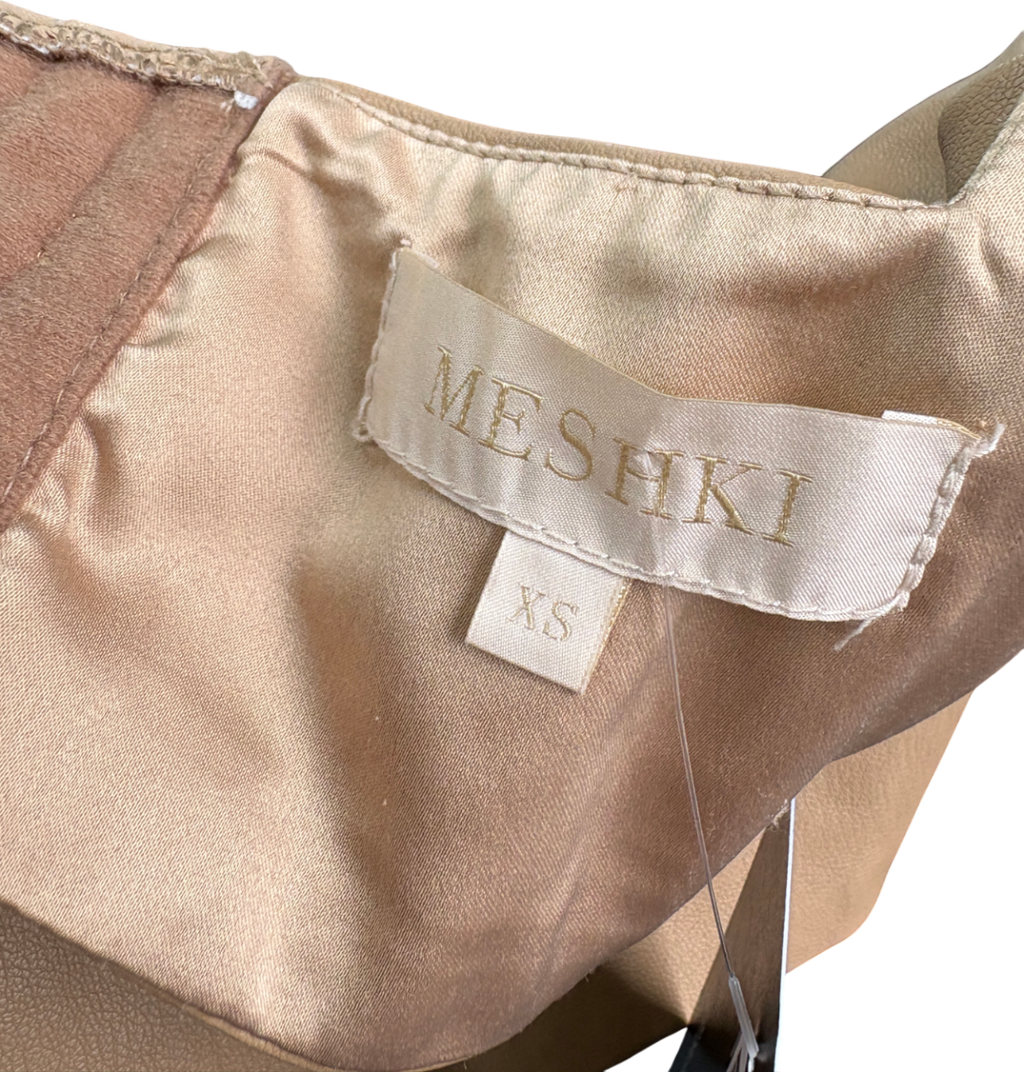 Meshki Beige Faux Leather Crop Top UK XS