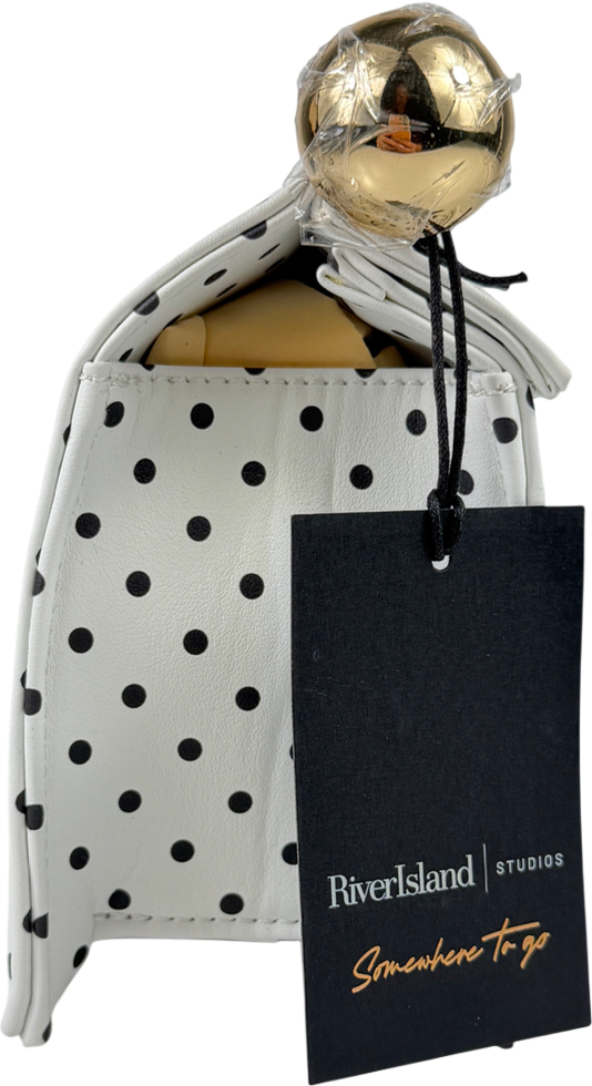 River Island White With Black Lola Dots Clutch Bag One Size