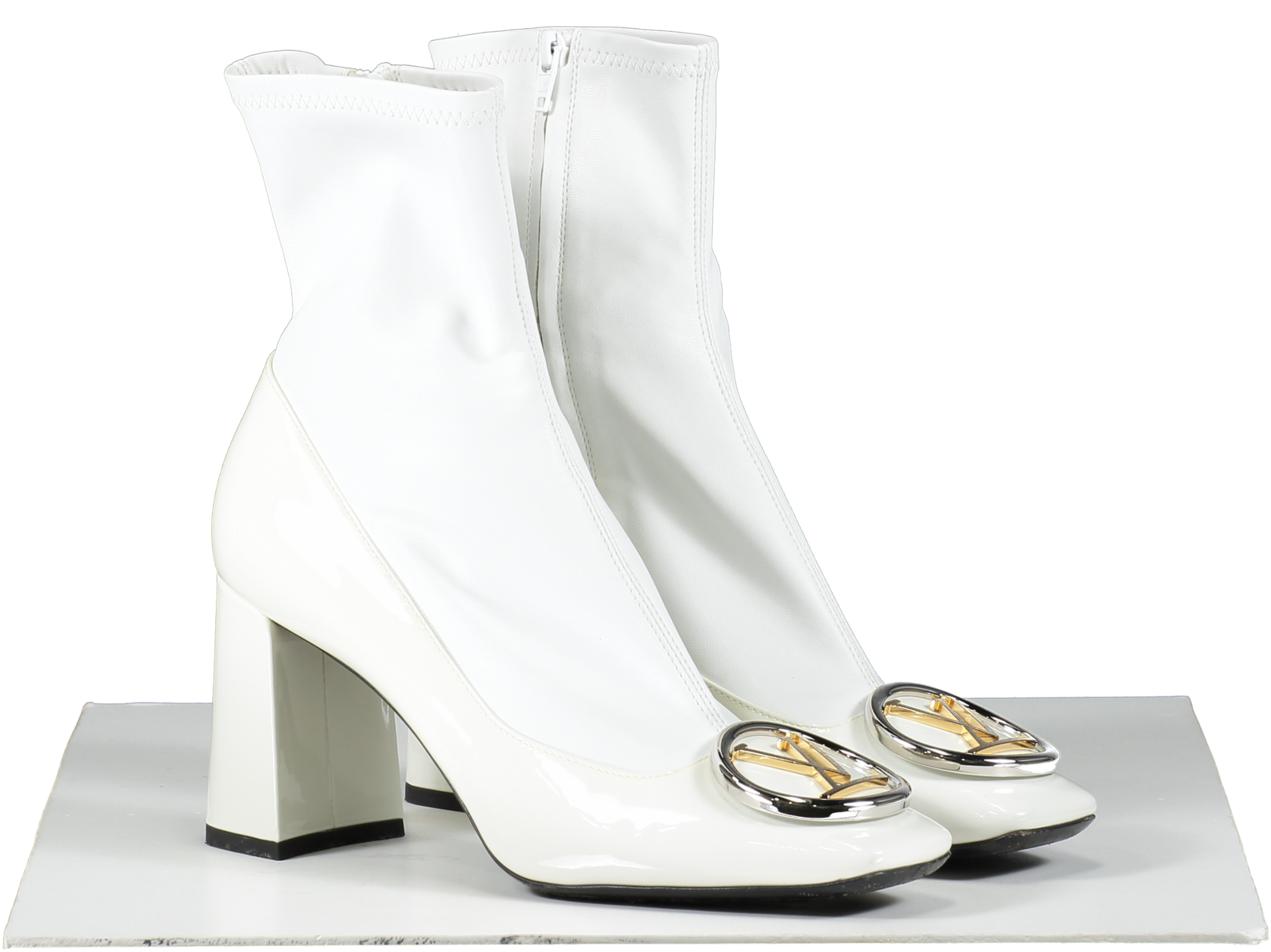 Louis Vuitton White Patent Madeleine Ankle Boots UK 6 EU 39 👠