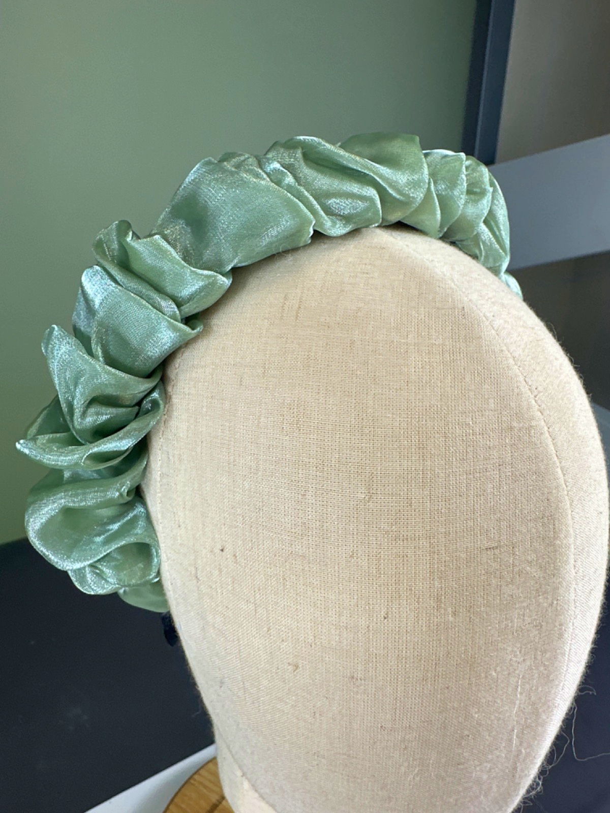 Green Shirred Headband