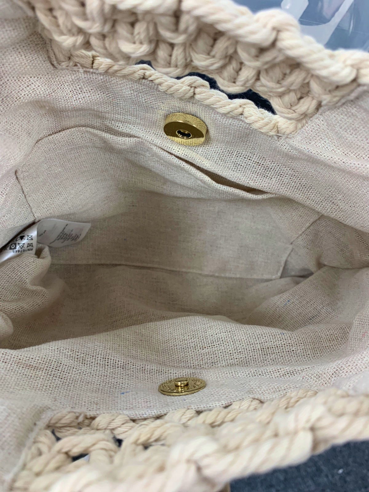 Boohoo Beige Crochet Fringe Bag One Size