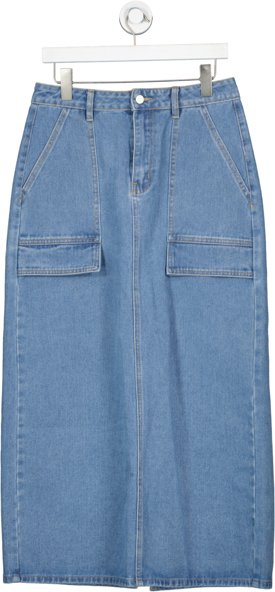 Warehouse Blue Denim Cargo Midi Skirt Authentic Midwash UK 8