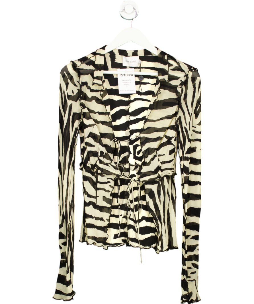 Rat & Boa Beige Zephyr Zebra Blouse UK XS