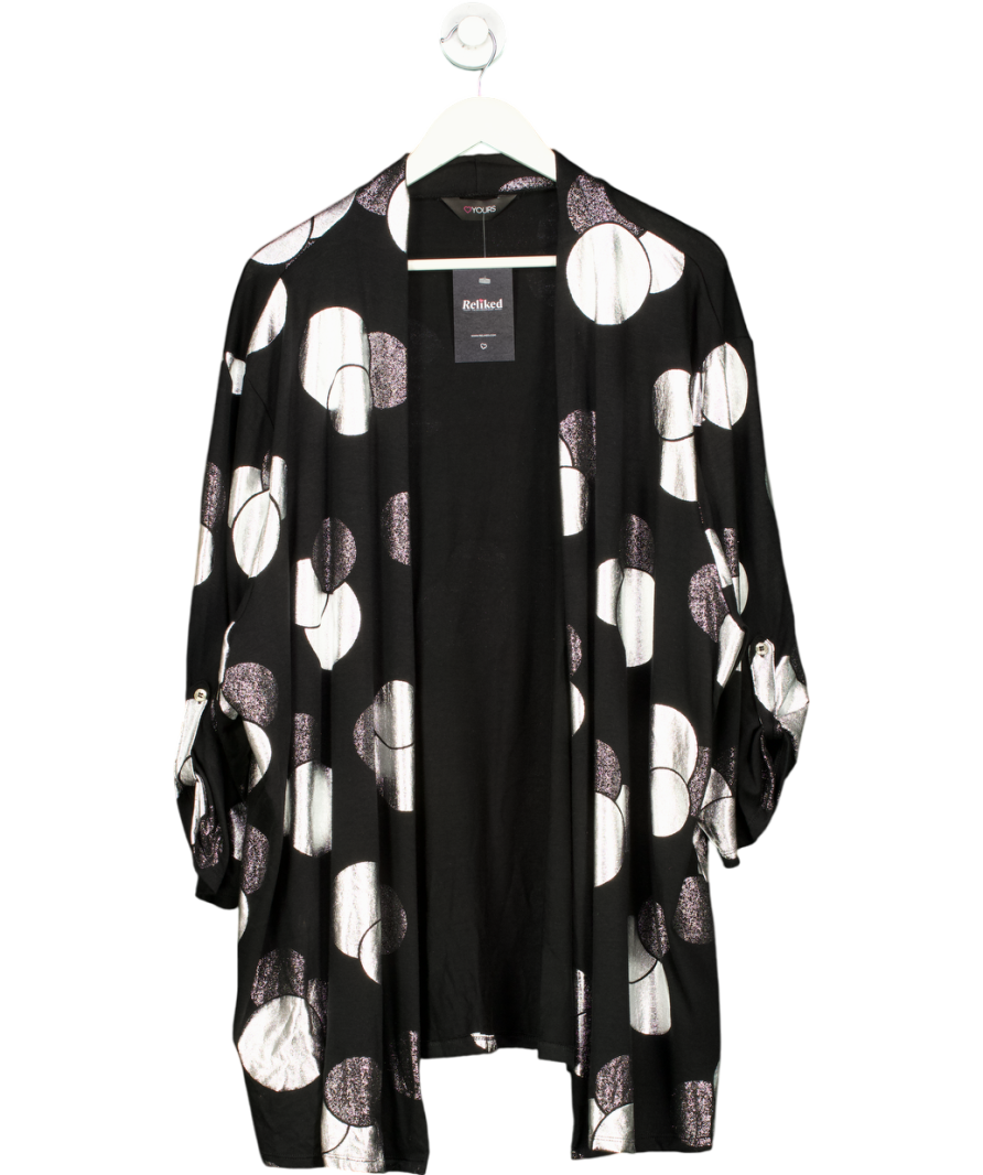 Yours Black Metallic Print Open Cardigan UK XXL