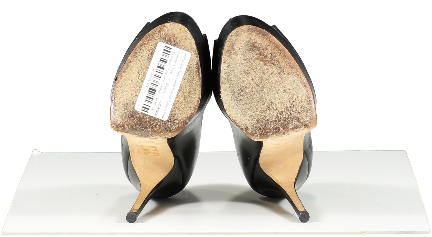 Jimmy Choo Dahlia Leather Peep-toe Pumps In Black UK 3 EU 36 👠