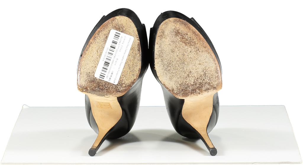 Jimmy Choo Dahlia Leather Peep-toe Pumps In Black UK 3 EU 36 👠