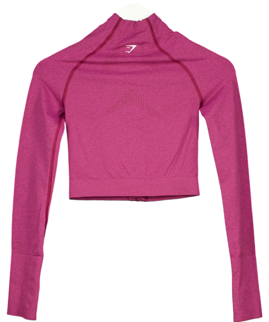 gymshark Pink Vital Seamless 2.0 Midi Zip Up Jacket UK S