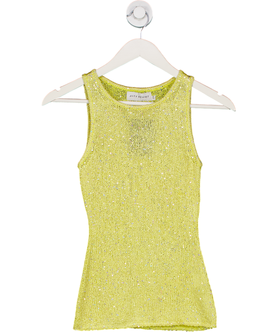 ASTA RESORT Yellow Asta Resort Ana Top In Chartreuse Sequin UK XS