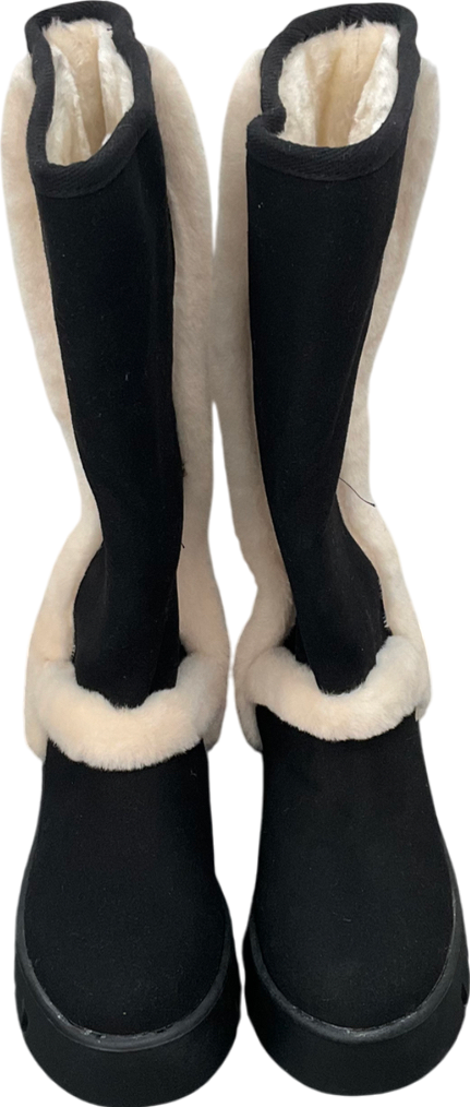 Ego Black Chunky Sole Boots With Faux Fur Trim UK 3 EU 36 👠