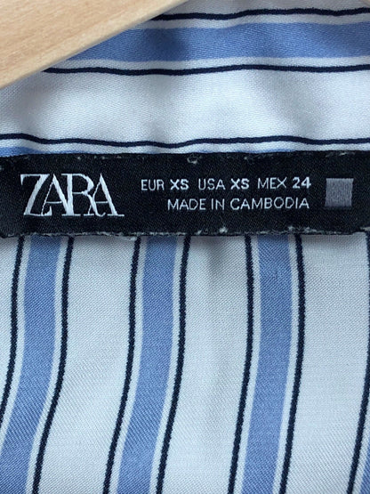 Zara Blue and White Striped Long Sleeve Shirt Size EU XS UK XS US XS