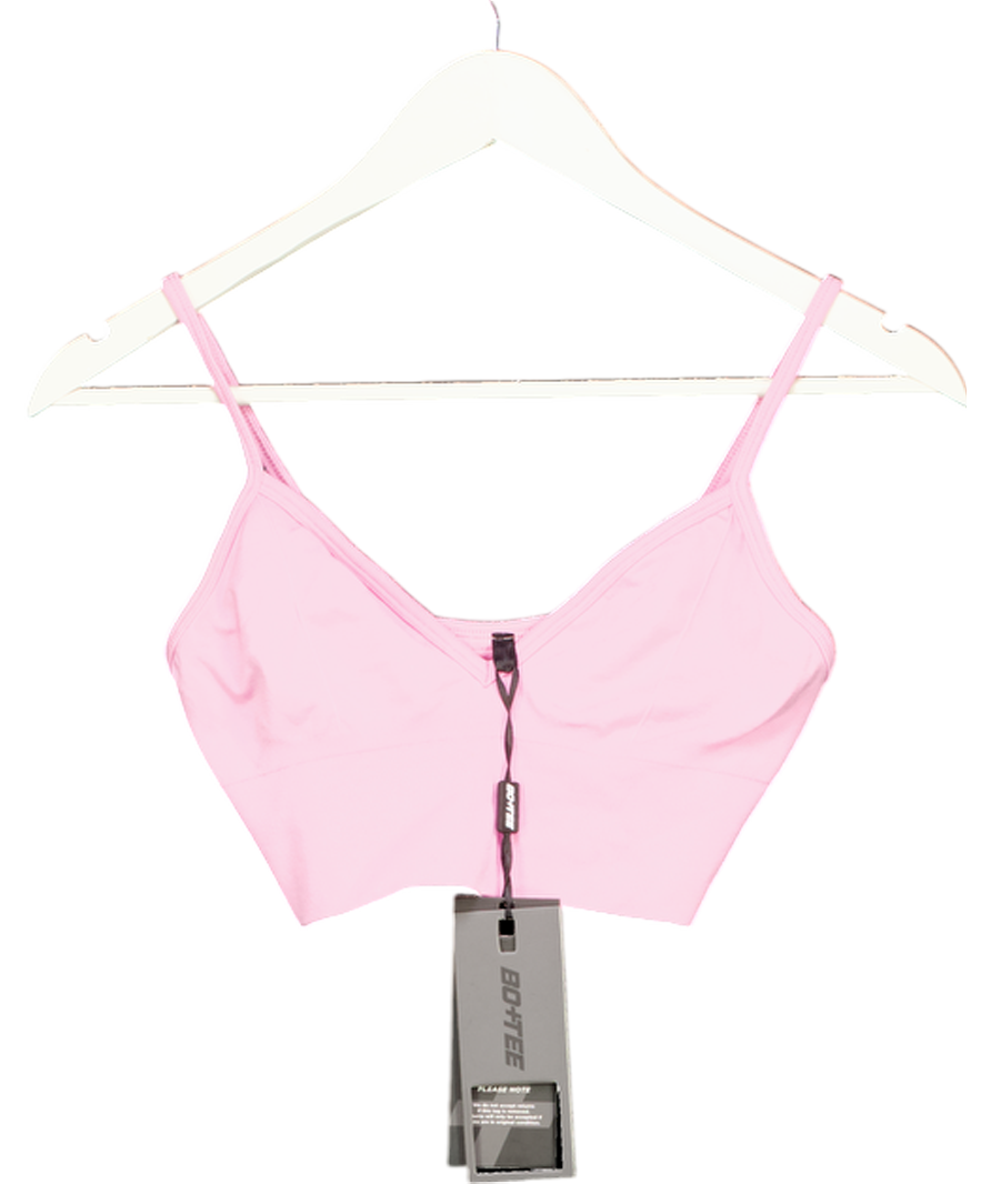 Bo + Tee Pink V-neck Define Luxe Sports Bra UK M