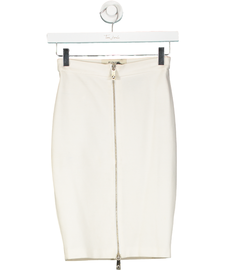 Pinko Zip Mid Length White Skirt UK M