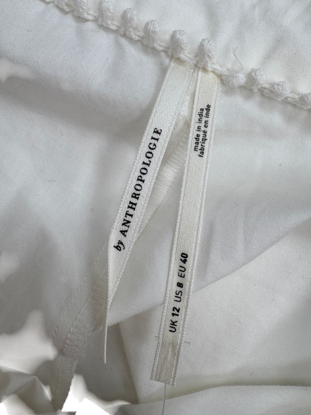 Anthropologie White Belted Buttondown Shirt UK 12