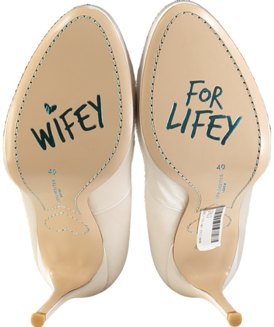 Sophia Webster White "Wifey for Lifey" Pirouette Bridal Heels UK 7 EU 40 👠