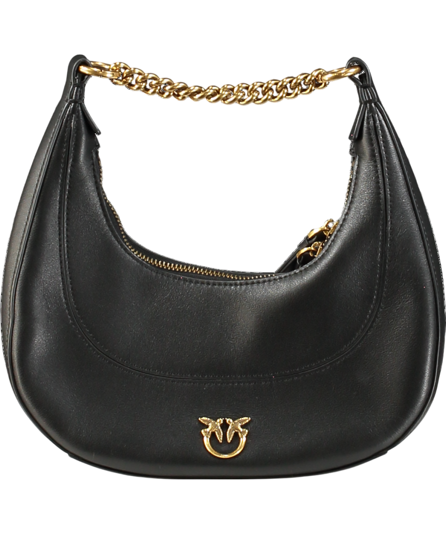 Pinko Black Love Birds Shoulder Bag  with gold hardware
