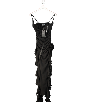 Heiress Black Bustier Ruffle Flower Maxi Dress UK XS