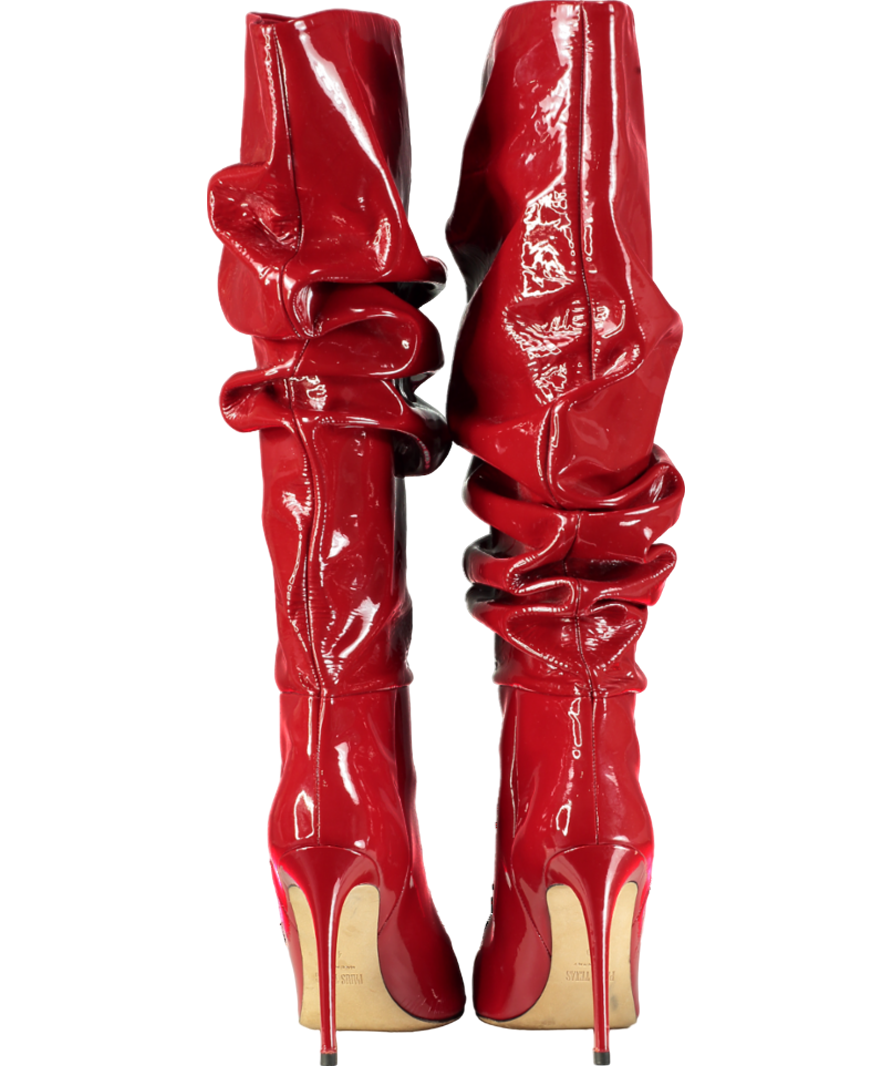 Paris Texas Red 110mm Patent-leather Slouchy Boots UK 7 EU 40 👠