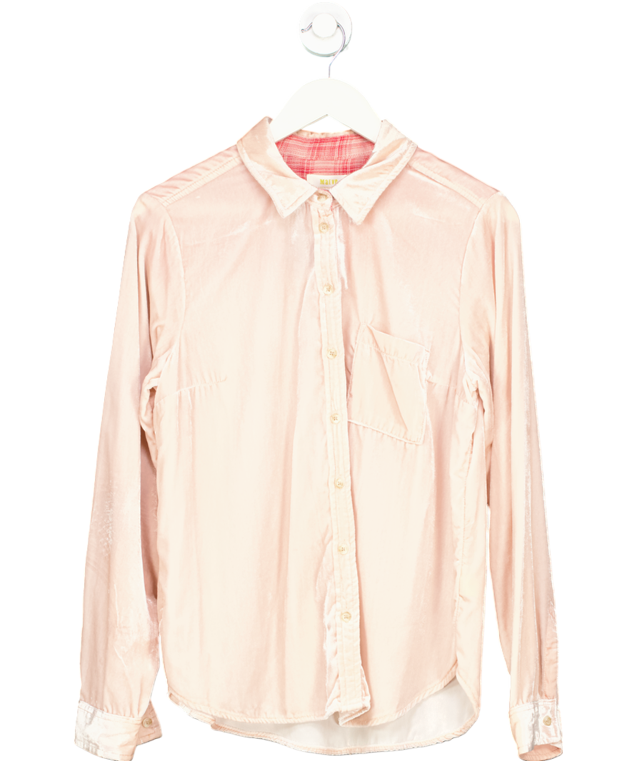 Anthropologie Maeve Pink Velvet Button Down Blouse UK 12