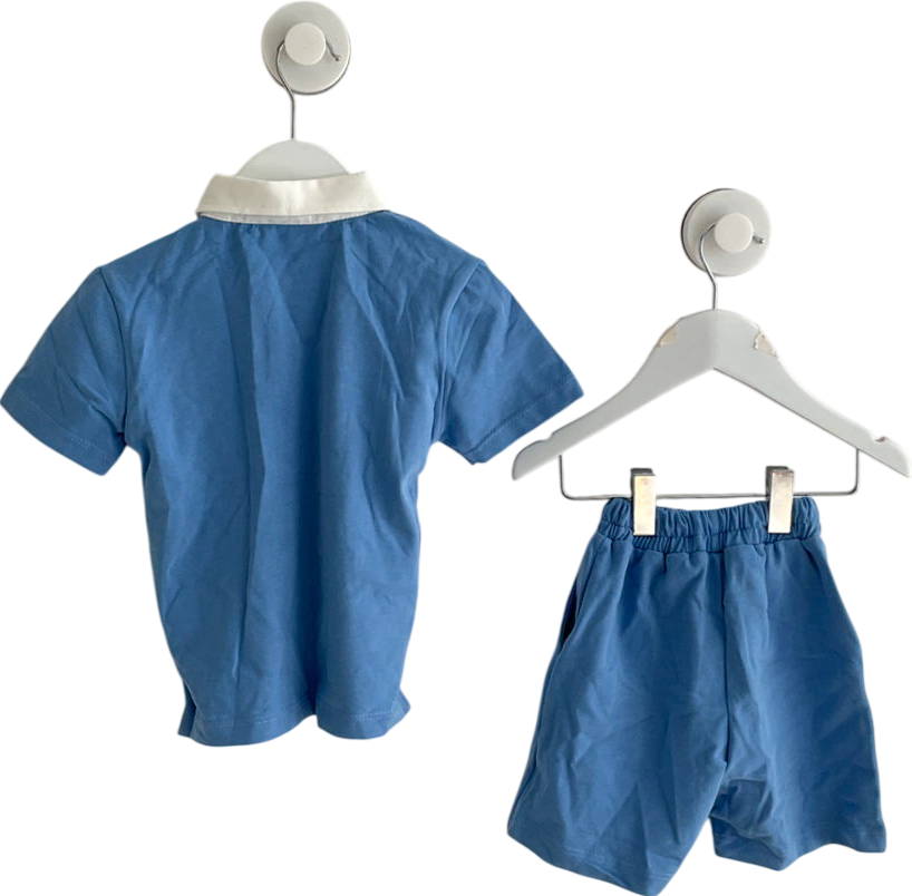 Samli London Smart Blue Collard Shirt And Short Set 18-24 Months